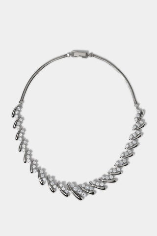 PHENOM LARGE COLLAR NECKLACE IN RHODIUM PLATING