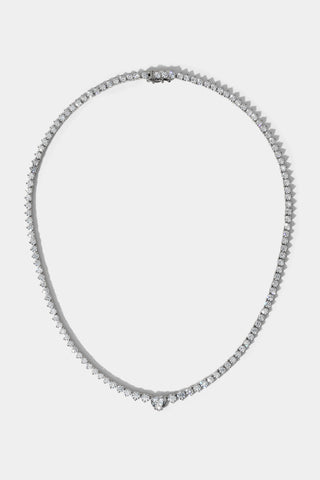 ASTRID HEART TENNIS NECKLACE IN RHODIUM PLATING