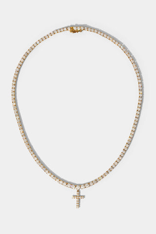 ASTRID CROSS TENNIS NECKLACE IN GOLD PLATING 