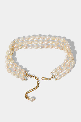 MADRID TRIPLE FRESHWATER PEARL CHOKER NECKLACE IN GOLD PLATING