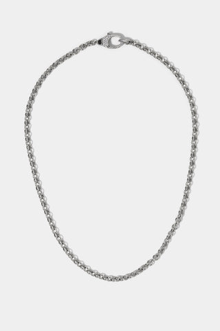 GEMINI PAVE CLASP COLLAR NECKALCE IN RHODIUM FINISH