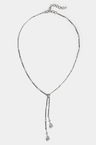 HERA FAUX LARIAT NECKLACE IN RHODIUM PLATING