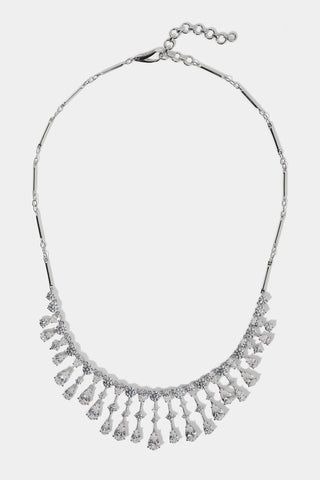 HERA FRINGE FRONTAL NECKLACE IN RHODIUM PLATING