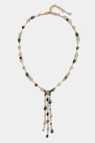 HERA MULTI DRAMA Y NECKLACE WITH MULTI COLORED STONES AND GOLD PLATING