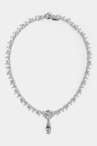 CANNES LAUREL COLLAR NECKLACE IN RHODIUM PLATING
