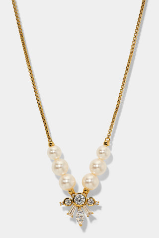 UNDER THE SEA PEARL FRONTAL NECKLACE IN GOLD PLATING