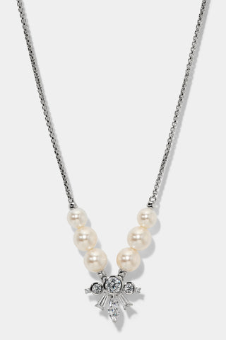 UNDER THE SEA PEARL FRONTAL NECKLACE IN RHODIUM PLATING