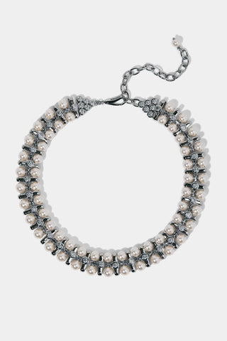 UNDER THE SEA RETRO PEARL CHOKER NECKLACE IN RHODIUM PLATING