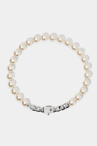 CLEOPAWTRA PEARL MEDIUM COLLAR IN SILVER TONE