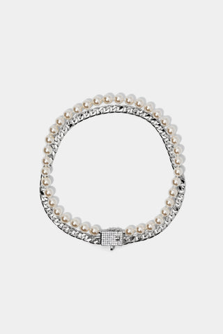 CLEOPAWTRA DOUBLE STRAND SMALL COLLAR IN SILVER TONE
