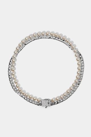 CLEOPAWTRA DOUBLE STRAND MEDIUM COLLAR IN SILVER TONE