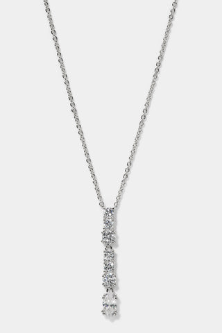 TWINNIE SHORT Y PENDANT NECKLACE IN RHODIUM PLATING