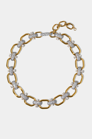 TURN UP THE VOLUME LINK ALL AROUND NECKLACE IN GOLD AND RHODIUM PLATING