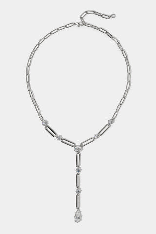 SUPERNOVA LONG LINK Y NECKLACE IN RHODIUM PLATING