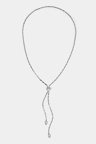 SUPERNOVA LARIAT NECKLACE IN RHODIUM PLATING