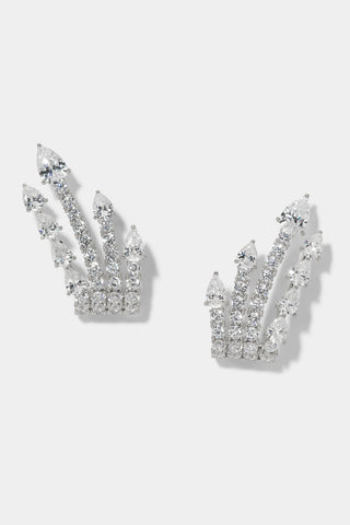 BONNE ANNEE J HOOP EARRINGS IN RHODIUM PLATING