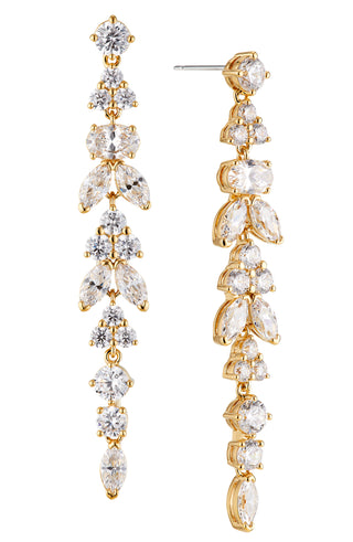 PRIMA CZ LONG LINEAR EARRINGS IN GOLD PLATING