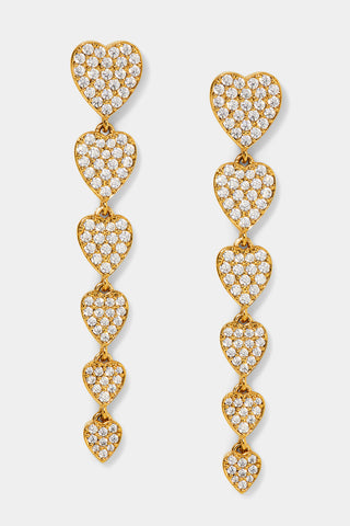 REAL LOVE CZ POST LINEAR EARRINGS IN GOLD PLATING.