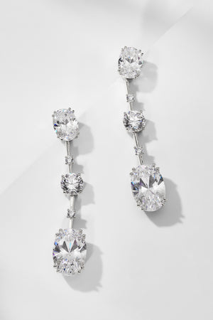 Evelyn Multi Oval CZ Linear Drop Earrings