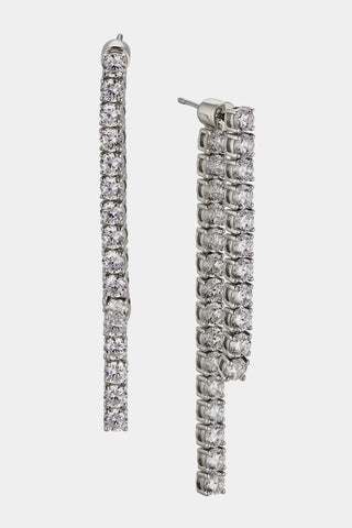 PERFECT TENNIS 3MM CZ FRONT BACK LINEAR EARRINGS
