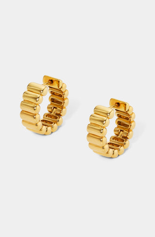 SUNLIGHT BOLD RIBBED HUGGIE HOOP EARRINGS