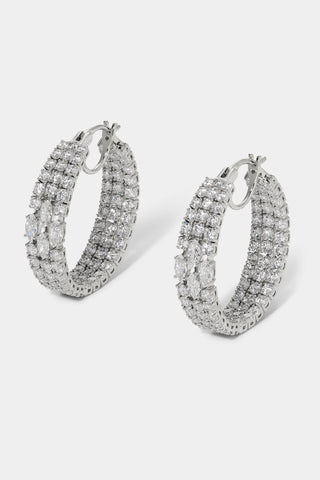 RARE JEWELS MULTI ROW CZ HOOP EARRINGS