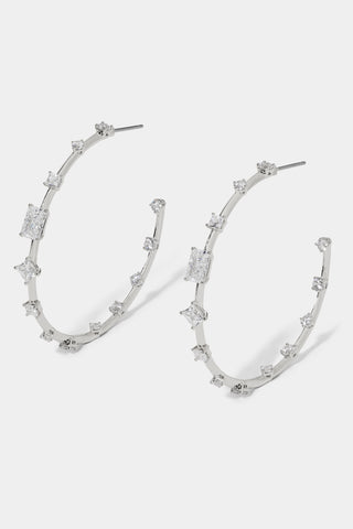 RARE JEWELS CZ LARGE C HOOP EARRINGS