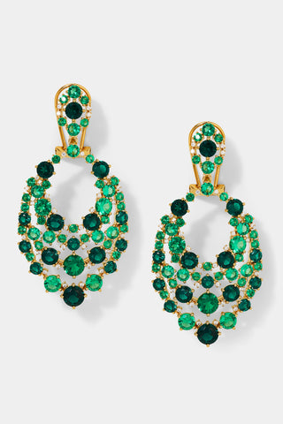 STARLET GREEN CZ MOSAIC DROP EARRINGS