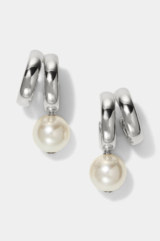 FARRAH PEARL DROP DOUBLE HOOP EARRINGS