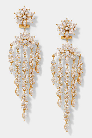 SAVANNAH DRAMA CZ CHANDELIER EARRINGS IN GOLD PLATING