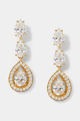 RADIANT PEAR CZ DROP POST EARRINGS