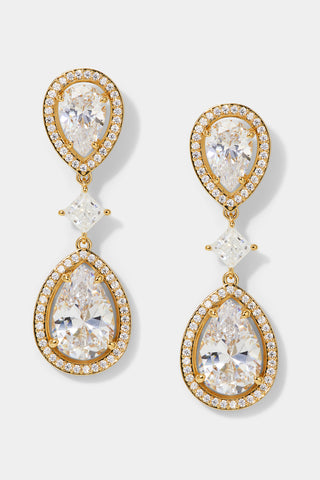 RADIANT DOUBLE PEAR CZ DROP EARRINGS