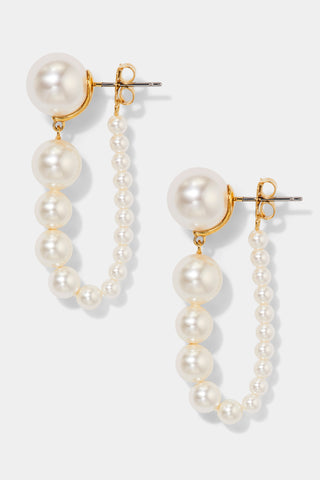 LONDON PEARL DROP C HOOP EARRINGS IN GOLD PLATING