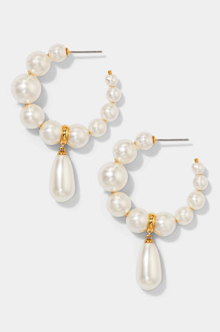 LONDON PEARL DROP C HOOP EARRINGS