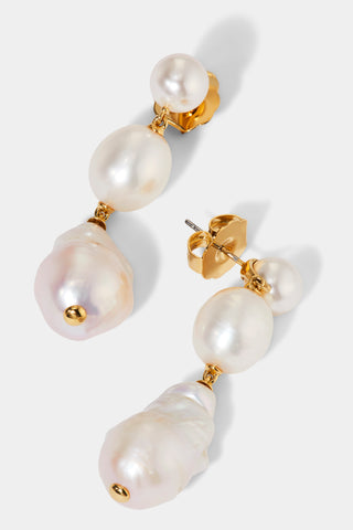 LONDON TRIPLE PEARL DROP EARRINGS