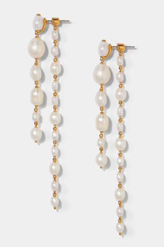 LONDON LONG LINEAR FRONTBACK PEARL EARRINGS IN GOLD PLATING