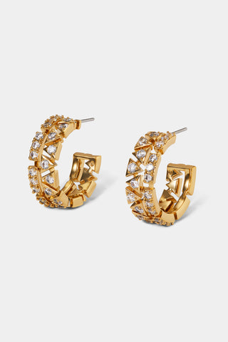 LUXOR CZ SMALL C HOOPS EARRINGS IN GOLD PLATING