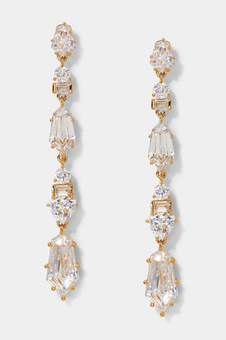 LUXOR KITE CZ LINEAR EARRINGS IN GOLD PLATING