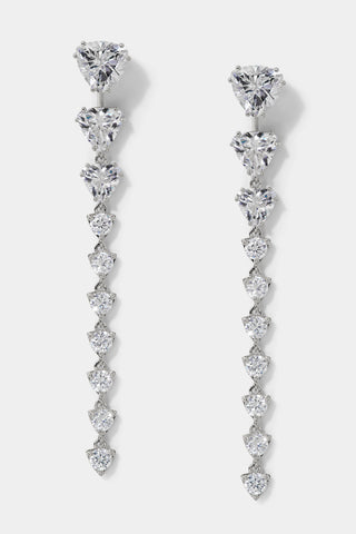 LUXOR FRONT BACK LINEAR EARRINGS IN RHODIUM PLATING. 