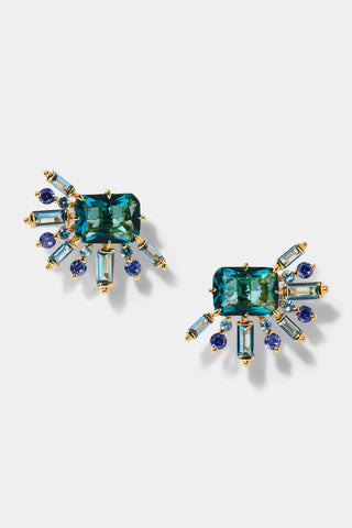 STELLAR HALO MULTI STONE STUD EARRINGS