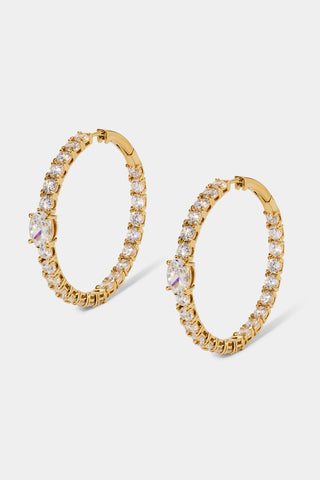 STELLAR CZ HOOP EARRINGS IN GOLD PLATING