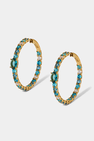 STELLAR MULTI STONE HOOP EARRINGS