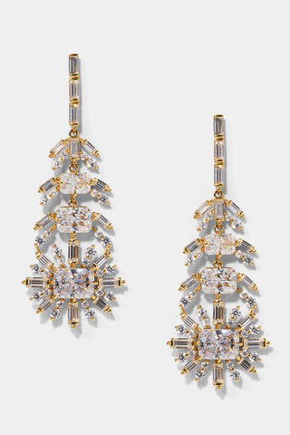 STELLAR FEATHER DROP EARRINGS IN GOLD