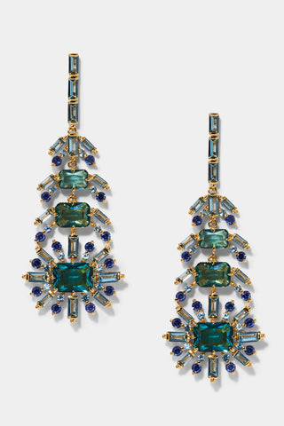 STELLAR MULTI STONE FEATHER DROP EARRINGS