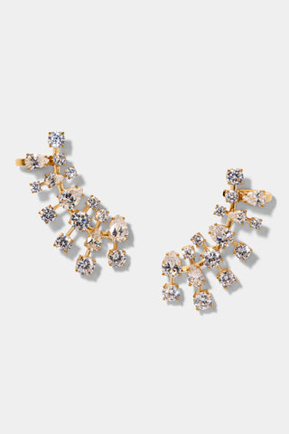HOLLYWOOD CLUSTER CLIMBER EARRINGS IN GOLD PLATING