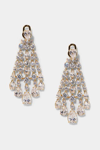 HOLLYWOOD FRONTBACK CHANDELIER EARRINGS IN GOLD PLATING