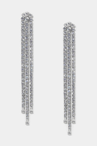 HOLLYWOOD LONG CHANDELIER EARRINGS IN RHODIUM PLATING