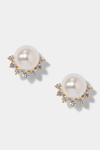 VENUS PEARL STUD EARRINGS IN GOLD PLATING