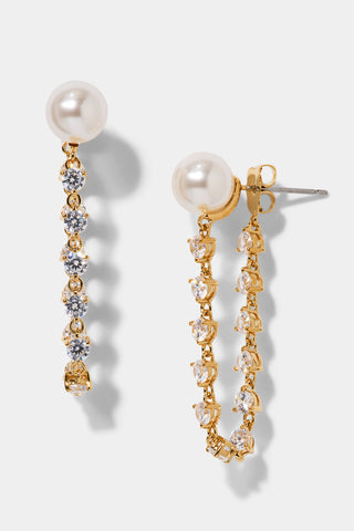 VENUS PEARL FRONTBACK EARRINGS IN GOLD PLATING. 