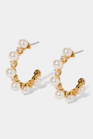 VENUS PEARL C HOOP EARRINGS IN GOLD PLATING